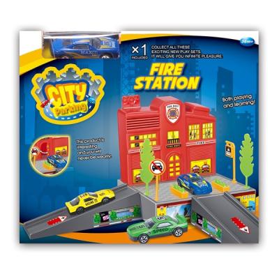 Игровой набор Dave Toy Пожарная станция с 1 машинкой, 32018