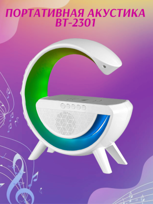 Портативная акустика RGB с беспроводной зарядкой BT-2301, белый