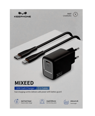 Зарядное с кабелем Lightning KEEPHONE MIXEED KP-EB006 30W черный Зарядное с кабелем Lightning KEEPHONE MIXEED KP-EB006 30W черный