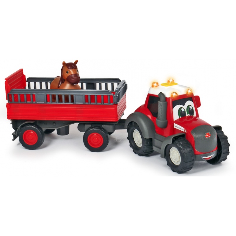 Игрушка Dickie Toys Трактор Happy Massey Ferguson с прицепом для перевозки животных 30 см