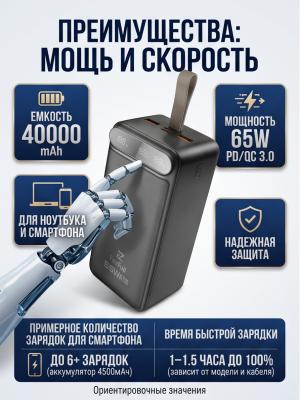 Внешний аккумулятор 40000mAh 65W Power Bank для ноутбука FL132