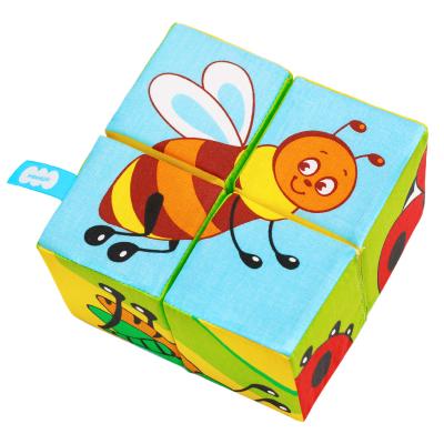 Развивающая игрушка Мякиши кубики Собери картинку Насекомые 4 кубика