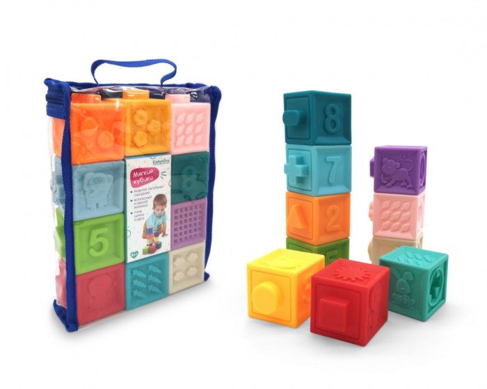 Развивающая игрушка Elefantino Мягкие кубики с выпуклыми элементами, 10 штук