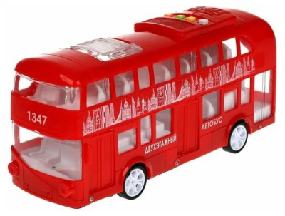 Инерционная модель ТехноПарк Двухэтажный автобус, свет+звук, 25 см