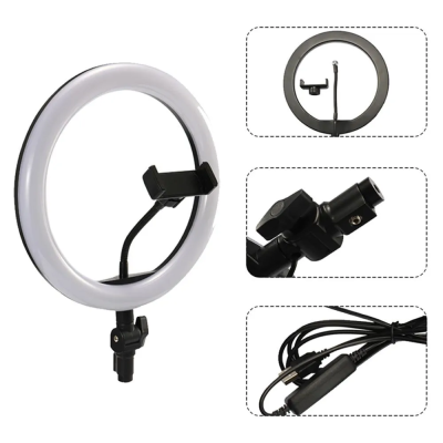 Кольцевая светодиодная лампа 26 см с пультом, без штативом, ZD666*