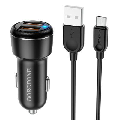 Автомобильное зарядное устройство Borofone BZ17 + кабель Micro-USB, черный