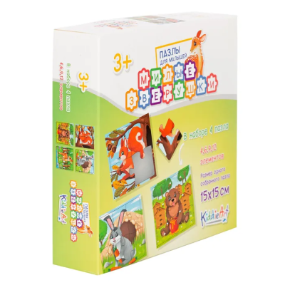 Пазл KiddieArt Милые зверушки 4в1 31 деталь, C22012