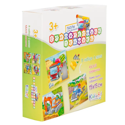 Картонный пазл 4в1 KiddieArt Строительная техника31 деталь, C22017