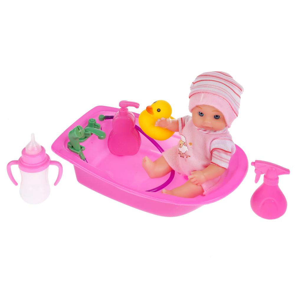 Кукла-пупс функциональная Карапуз Пупс в ванночке 15 см с аксессуарами