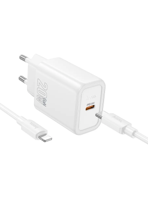 Зарядное устройство Hoco N60+кабель Type-C/Lightning, белый
