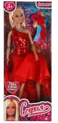 Кукла Карапуз София 29 см, руки и ноги сгибаются, в вечернем красном платье