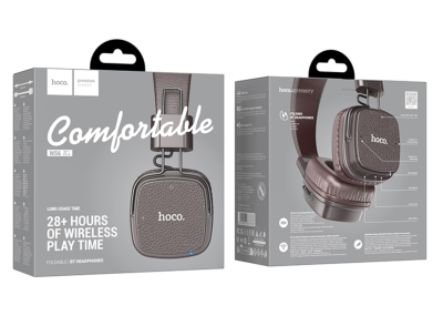 Наушники беспроводные полноразмерные кожа Hoco W56 коричневый