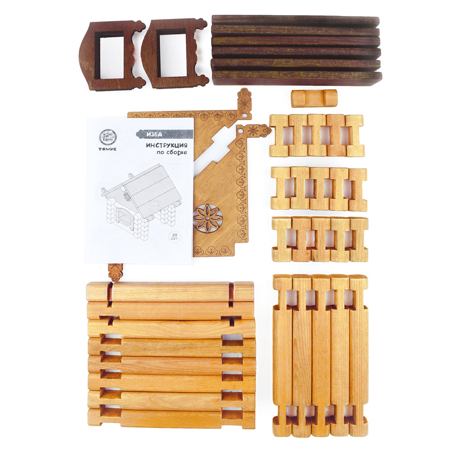 Конструктор деревянный Томик Изба 39 деталей