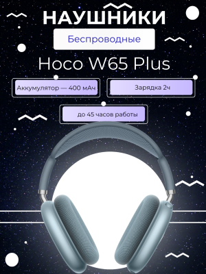 Наушники полноразмерные с шумоподавлением W65 Plus синий