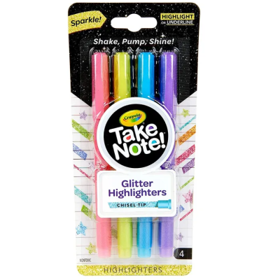 Фломастеры Crayola 4 ярких с блестками Take Note, 58-6636 Фломастеры Crayola 4 ярких с блестками Take Note, 58-6636