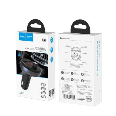 FM-трансмиттер+АЗУ 2USB 2.1A/1A Bluetooth 4.2 Hoco E41*