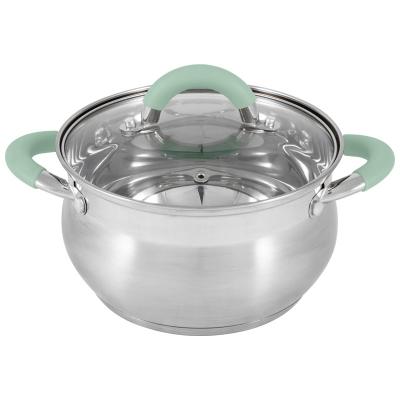Кастрюля MENTOLO, 4,6 л, из нержавеющей стали с крышкой, ручки с силиконом