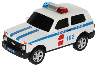 Машина инерционная Технопарк Lada 4x4 Urban, Полиция 19,5 см, 2 кнопки, URBANBLACK-20PLPOL-WH
