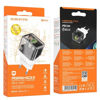 СЗУ 1USB QC3.0 + 1Type-C PD 20W быстрая зарядка Borofone BA80A* СЗУ 1USB QC3.0 + 1Type-C PD 20W быстрая зарядка Borofone BA80A*