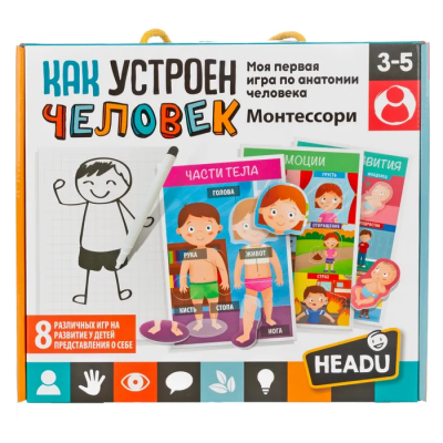 Игра настольная Headu Как устроен человек, RU29181