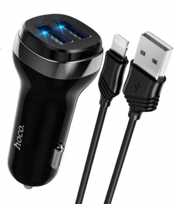 АЗУ 2USB Z40 2.4A + кабель Lighning черный Hoco