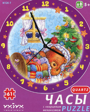 Сборная пазл-игрушка УмБум Часы Новогодние сны, с часовым механизмом