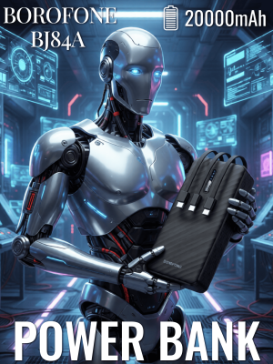 Внешний аккумулятор с проводами Borofone 20000 BJ84A черный
