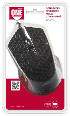 Мышь проводная с подсветкой Smartbuy ONE 334 черная Мышь проводная с подсветкой Smartbuy ONE 334 черная