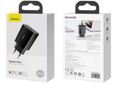 Переходник СЗУ на Type-C PD20W Baseus CCFS-SN01 черный