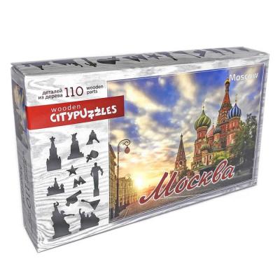 Деревянные фигурные пазлы Citypuzzles Москва 110 деталей