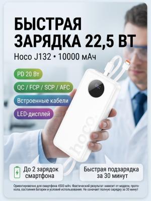 Аккумулятор для Китая с сертификацией CCC J132 10000 мАч 22,5 Вт белый
