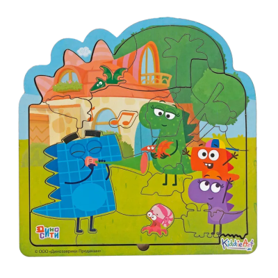 Деревянный пазл-головоломка KiddieArt ДиноСити Семейка Завров на природе 21 деталь, ПЗ00017