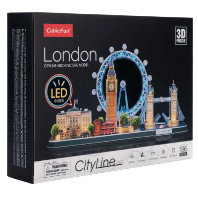 3D пазл CubicFun Лондон с LED-подсветкой, 186 деталей, L532h
