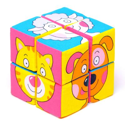 Игрушка МЯКИШИ Кубики Собери картинку Зверята, 8 кубиков