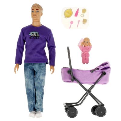 Кукла Алекс 29 см, руки и ноги сгибаются, младенец, коляска, аксессуары, Карапуз 66001-SET1-SA-BB