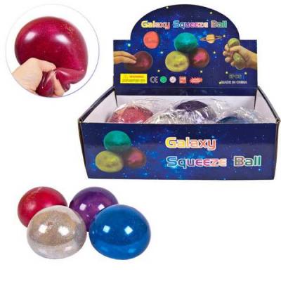 Игрушка-антистресс Мяч с глиттером, 10 см JUNFA