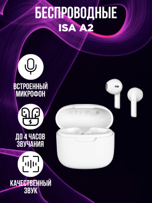 Беспроводные наушники A2 ISA белые*
