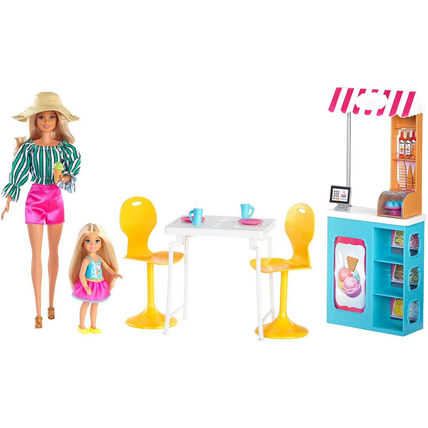 Набор кукол Barbie Магазин кафе-мороженое с Барби и Челси