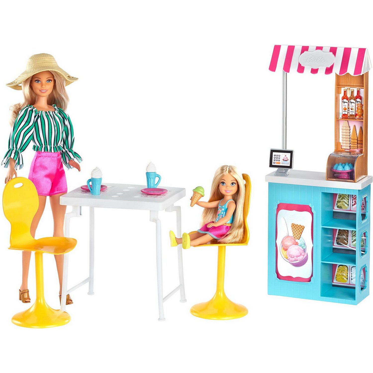 Набор кукол Barbie Магазин кафе-мороженое с Барби и Челси