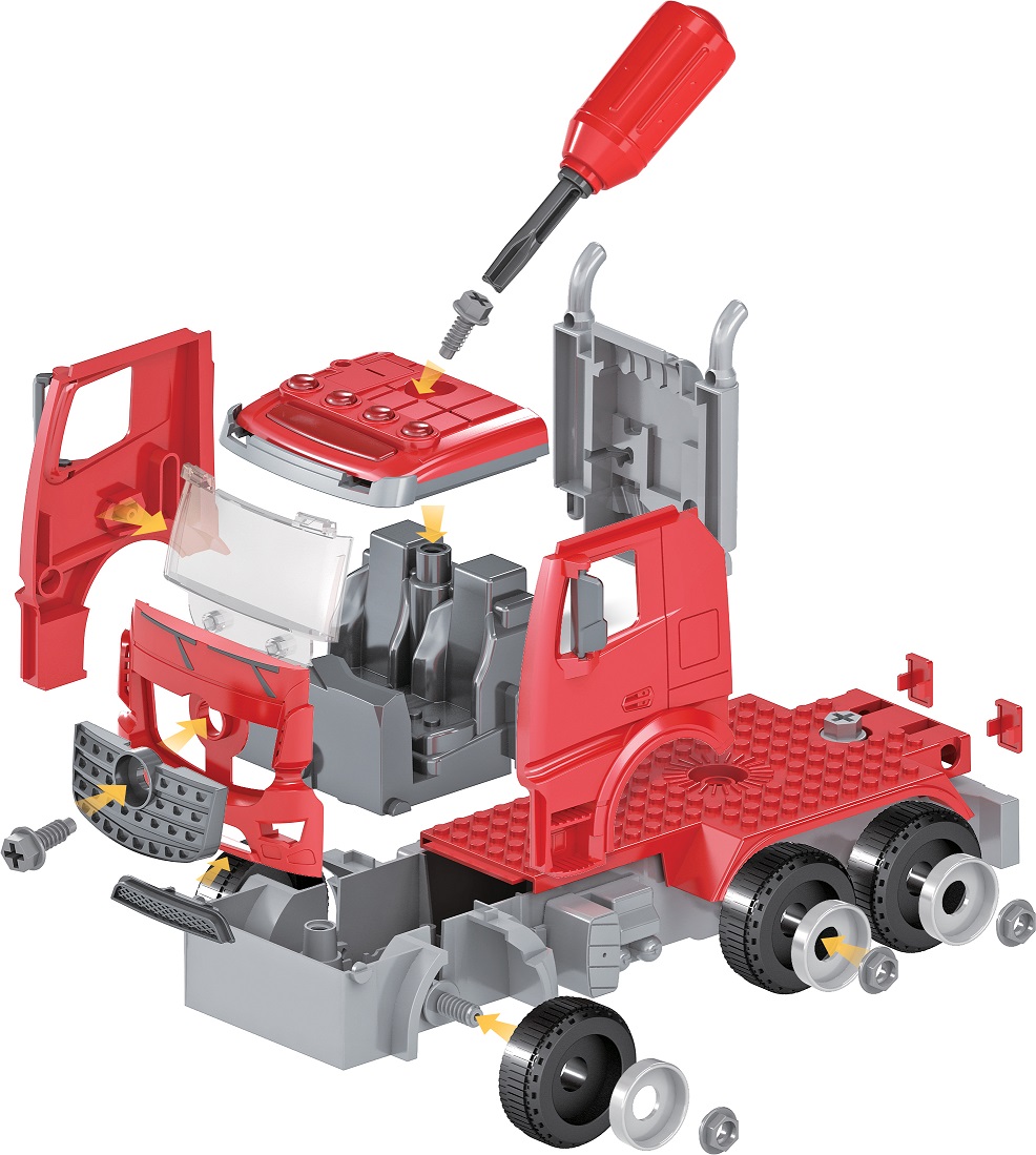 Пожарная машина-конструктор Funky Toys FT61114 фрикционная, свет, звук, вода, 1:12 35см