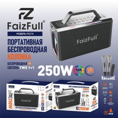 Колонка беспроводная FaizFull FK210 250W с 2-мя микрофонами Колонка беспроводная FaizFull FK210 250W с 2-мя микрофонами