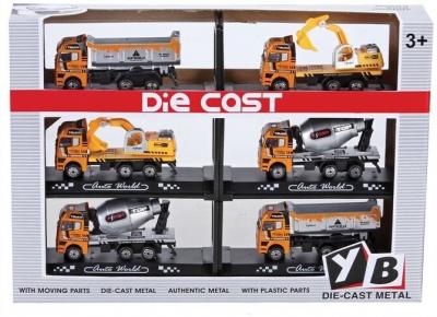 Набор строительных автомобилей Die cast, металлические, 6 штук Набор строительных автомобилей Die cast, металлические, 6 штук