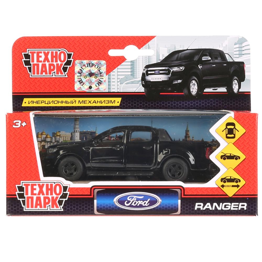Машина металлическая инерционная Технопарк Ford Ranger пикап, черный, 12 см, открываются двери