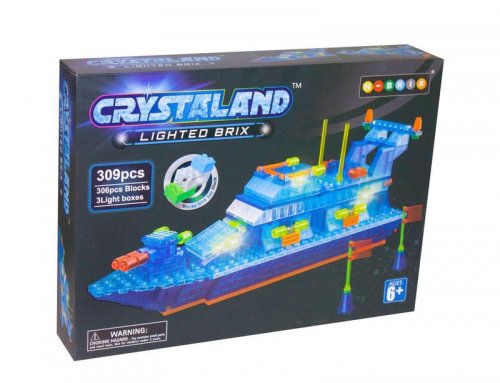 Светящийся конструктор Crystaland Катер 309 деталей Светящийся конструктор Crystaland Катер 309 деталей