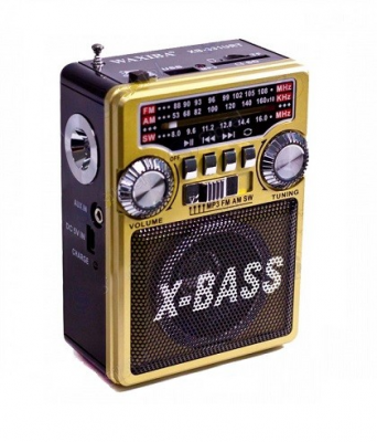 Радиоприемник XB-331URT USB/TF/SD/AUX/FM64-108 Mhz + фонарь золото Waxiba