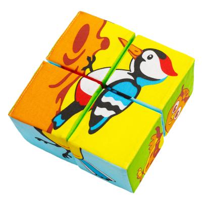 Кубики Мякиши Мягкие детские развивающие для малышей Собери картинку Птицы