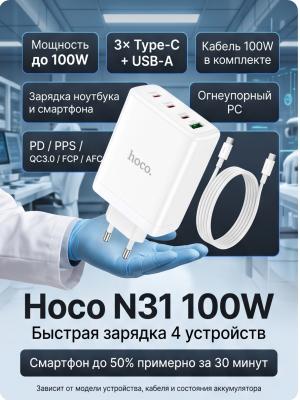 Зарядное устройство для ноутбуков N31 100W Type-C белое