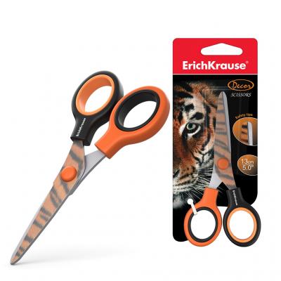 Ножницы ErichKrause Junior Decor Tiger с принтом на лезвиях 13 см