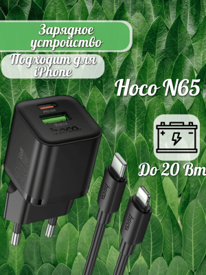Зарядное с кабелем Lightning Hoco N65 черный