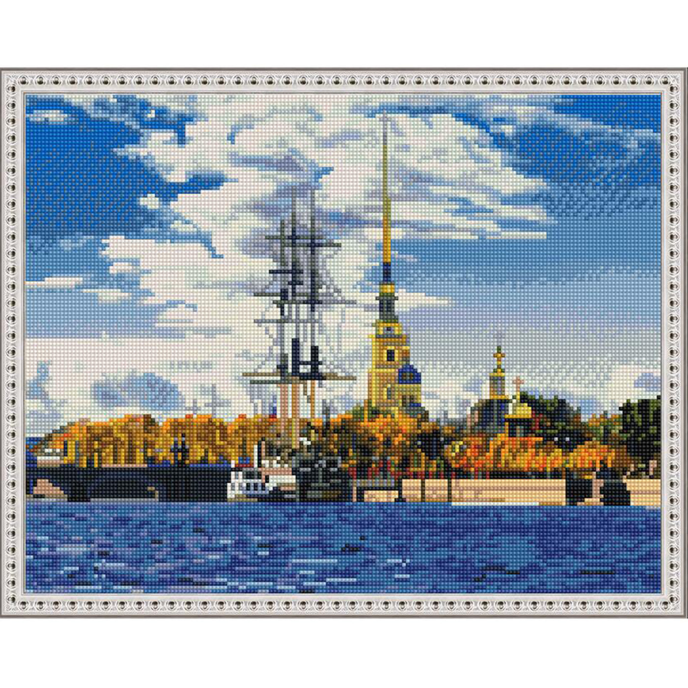 Алмазная мозаика с нанесенной рамкой Санкт-Петербург Петропавловская крепость 40х50 см